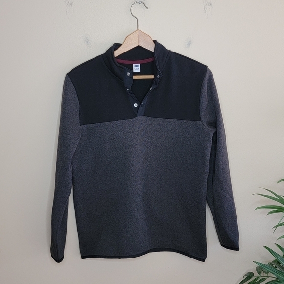 Old Navy | Gray Black Colorblock Snap Neck Pullover Sweatshirt Size Boys XL - Picture 1 of 4